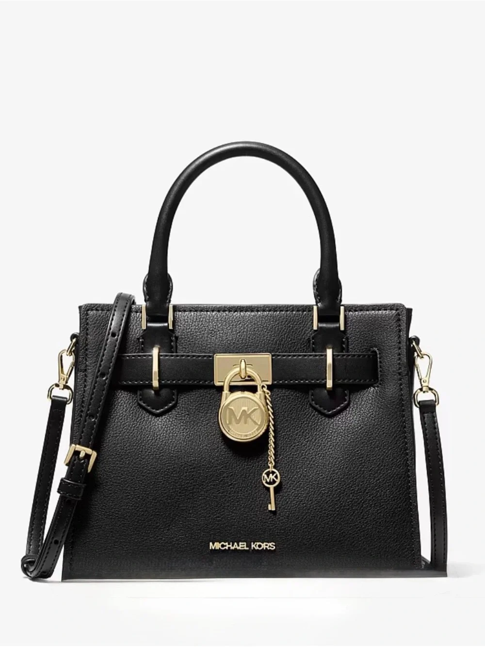 Michael Kors Hamilton Small Leather Satchel with Gold Accents